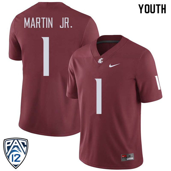 Youth #1 Tavares Martin Jr. Washington State Cougars College Football Jerseys Sale-Crimson